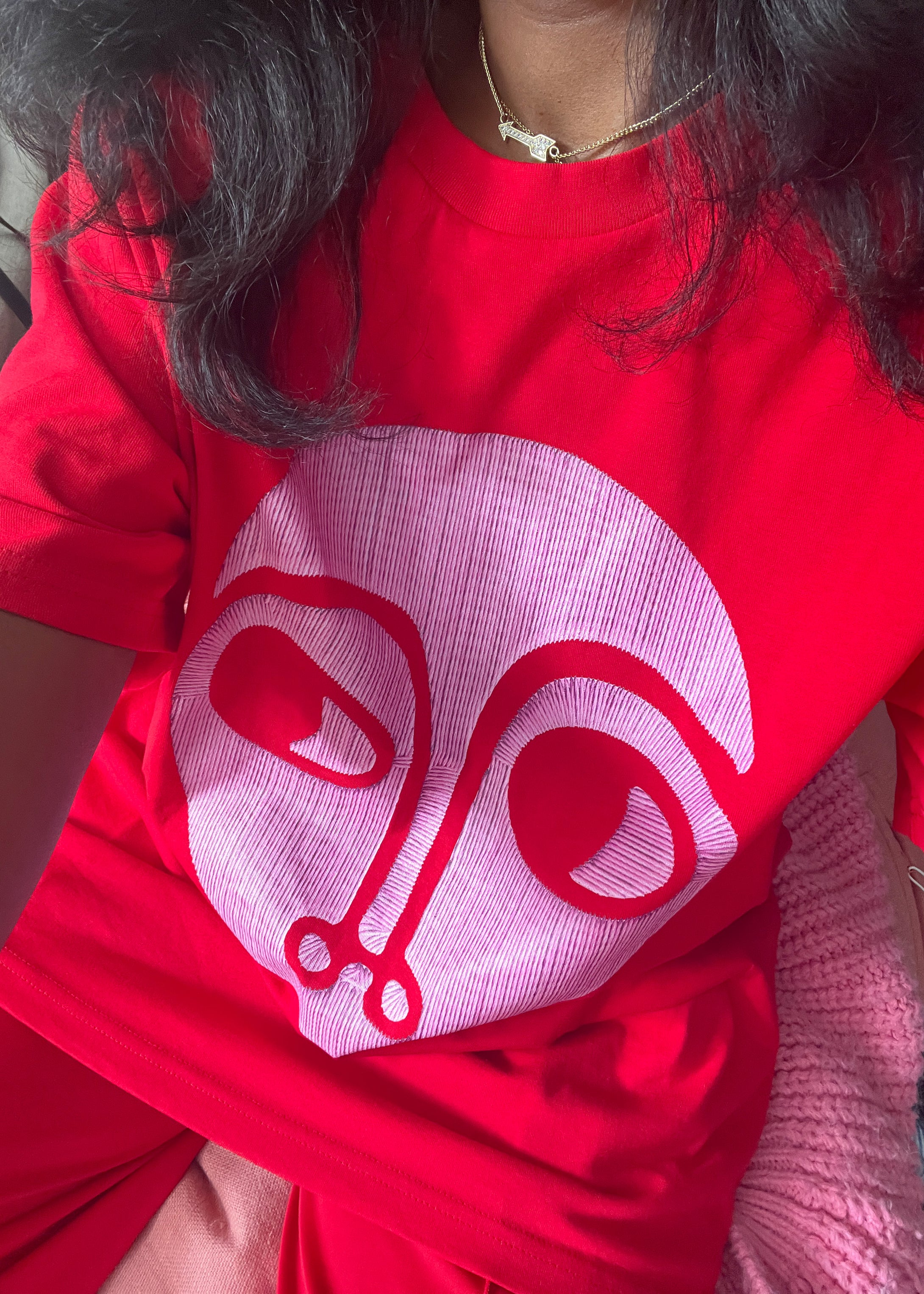 Pink Emb Almond Eye T-shirt